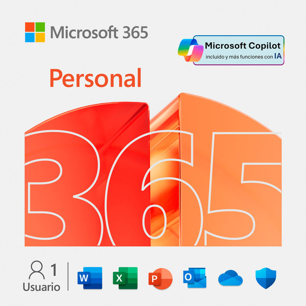 SUSCRIPCIÓN MICROSOFT 365 PERSONAL PARA WINDOWS CÓDIGO EP2-32316TP CON HERRAMIENTAS DE PRODUCTIVIDAD Y ALMACENAMIENTO EN LA NUBE