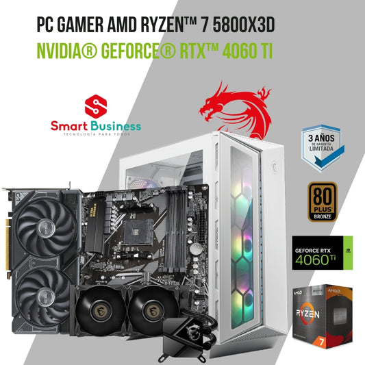 PC Gamer AMD Ryzen™ 7 5800X3D - T. Video NVIDIA® GeForce®  RTX™ 4060 TI