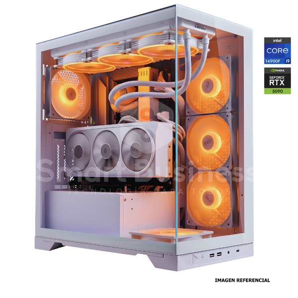 Workstation profesional · Intel Core i9-14900F 5.8mhz  · Chipset Intel Z890 WHITE · RTX 5090 32G PCIe 5.0 · 128GB (4X32GB) DDR5 CL32/6400MHZ · 4TB NVMe M.2/PCIe - 14000 MB/S · Fuente 1000W 80+ GOLD · AIO 360mm WHITE