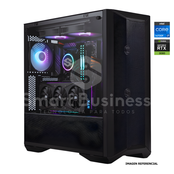 Workstation profesional · Intel Core i7-14700F 5.4ghz · Chipset Intel Z890 · RTX 5080 GAMING OC 16GB · 128GB (4X32GB) DDR5 CL32/6400MHZ · 2TB NVMe M.2/PCIe - 14000 MB/S · Fuente 1000W 80+ GOLD · AIO 360mm