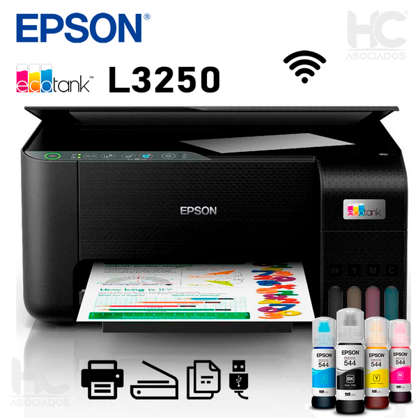 IMPRESORA EPSON MULTIFUNCIONAL ECOTANK L3250, C/ TANQUE INALAMBRICO IMPRIME ESCANEA FOTOCOPIA (C11CJ67304)