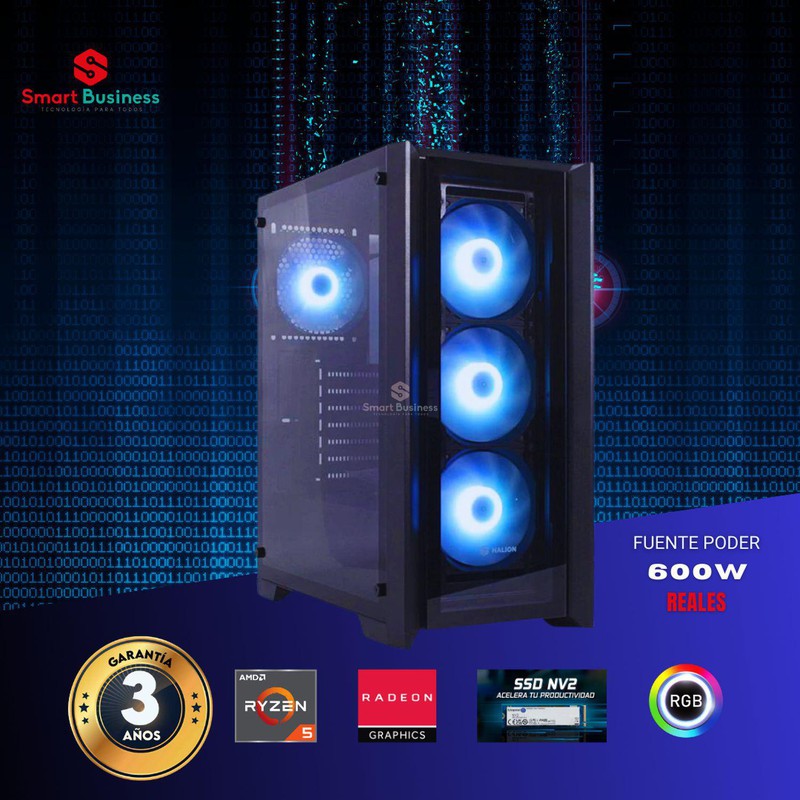 COMPUTADORA AMD RYZEN 7 5700G - 16GB (2X8) DDR4 3200 GHZ - 500GB SSD M.2 - CASE GAMER RGB