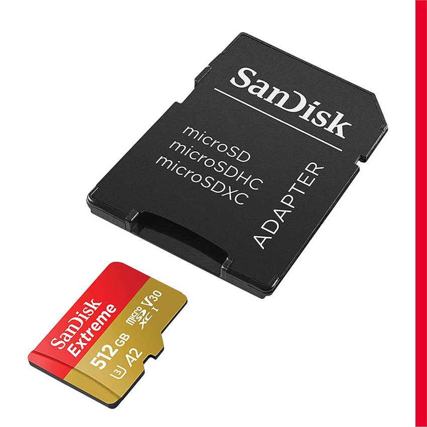 "TARJETA MICROSD SANDISK EXTREME – 512GB UHS-I, ALTA VELOCIDAD DE LECTURA 160MB/S, IDEAL PARA CÁMARAS, SMARTPHONES Y GRABACIÓN 4K"