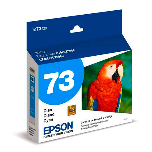 CARTUCHO DE TINTA EPSON 73N CIAN, RENDIMIENTO DE 370 PÁGINAS, COMPATIBLE CON IMPRESORAS EPSON, MODELO T073220-AL