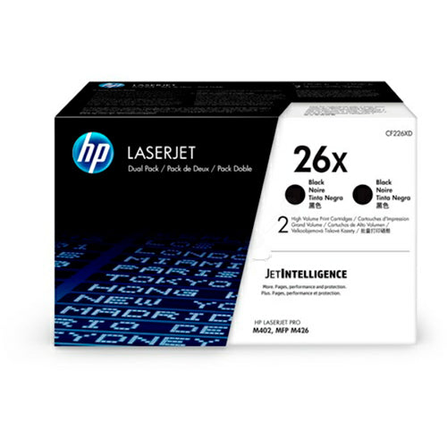 HP 26X Original Pack de 2 Negro Alta Capacidad | Tóner CF226XD