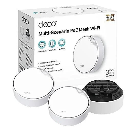 TP-LINK Deco X50-PoE V1 - Sistema Wi-Fi (3 enrutadores) - hasta 6500 pies cuadrados
