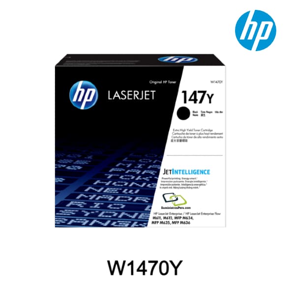 Cartucho de Tóner HP 147Y W1470Y Negro | Extra Alto Rendimiento 42.000 páginas | Compatible con LaserJet Enterprise M610, M611, M612, M634, M635, M636 | Impresión Profesional y Confiable