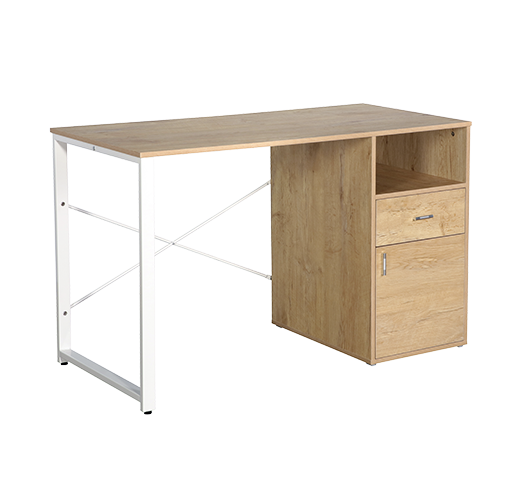 XTECH - ESCRITORIO - RECTANGULAR - MADERA, ACERO, POLICLORURO DE VINILO (PVC) - MADERA BEIGE - BLANCO BASE