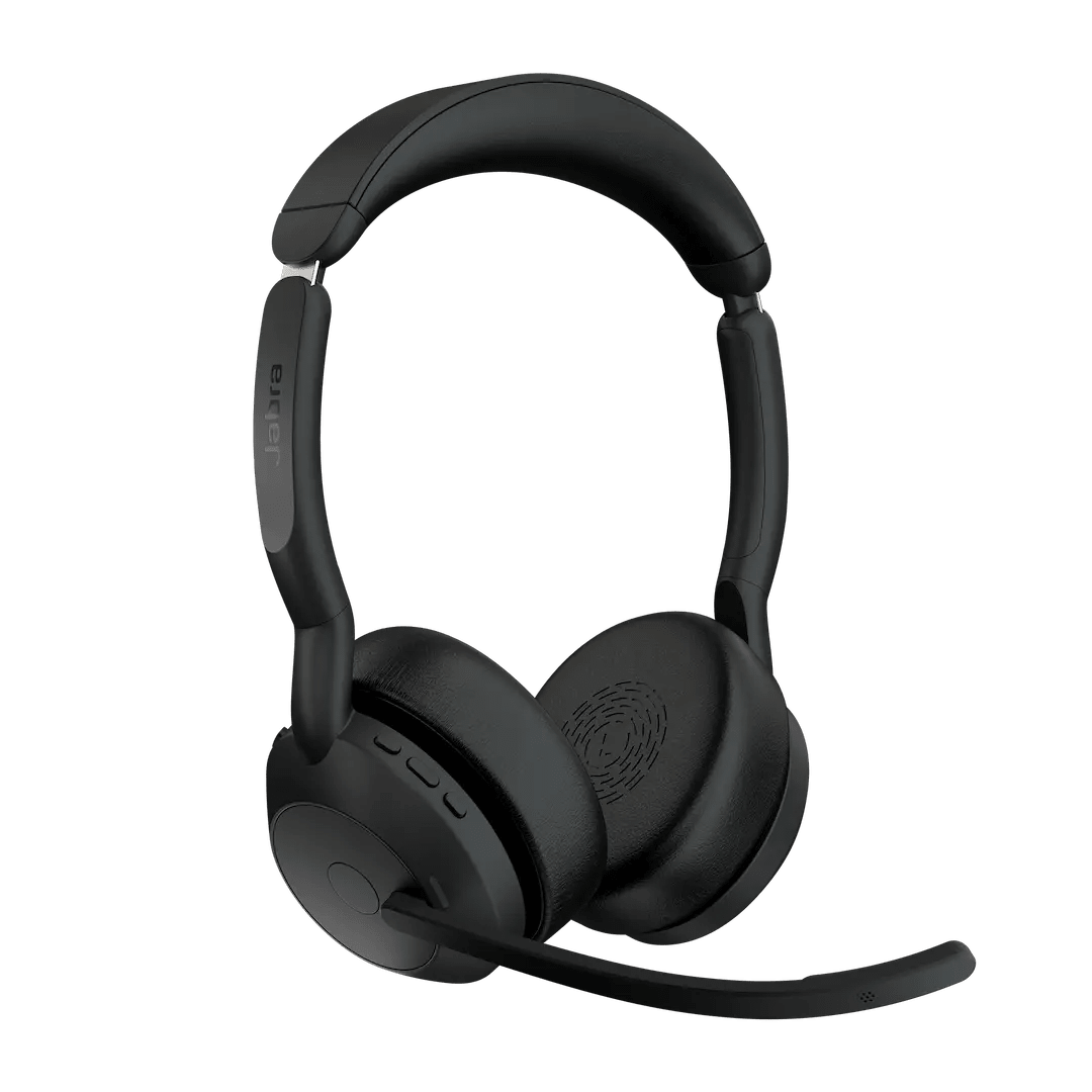 Jabra Evolve2 55 – Headset inalámbrico Bluetooth 5.2 con ANC, micrófonos duales, 18 h batería, carga rápida y Teams