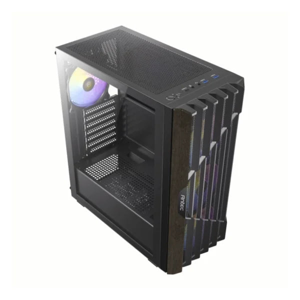 CASE Antec AX63 WOOD ARGB Mid-Tower, Panel Frontal con Diseño de Madera, 4 Ventiladores ARGB, Soporte ATX, Sin Fuente