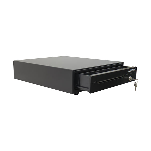CAJA REGISTRADORA DE EFECTIVO ADVANCE ADV-5421, 4 RANURAS, CONEXIÓN RJ11, APERTURA AUTOMÁTICA, COLOR NEGRO, IDEAL PARA POS, TIENDAS Y NEGOCIOS