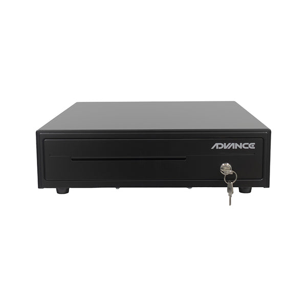 CAJA DE EFECTIVO ADVANCE ADV-6406, 5 RANURAS PARA BILLETES, CONEXIÓN RJ11, COLOR NEGRO, APERTURA AUTOMÁTICA, IDEAL PARA POS, TIENDAS Y NEGOCIOS