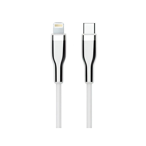 ACCESORIOS USB TEROS CABLE TIPO C A LIGHTNING, BLANCO Y PLATEADO, 2 METROS TE-70212W - SMART BUSINESS