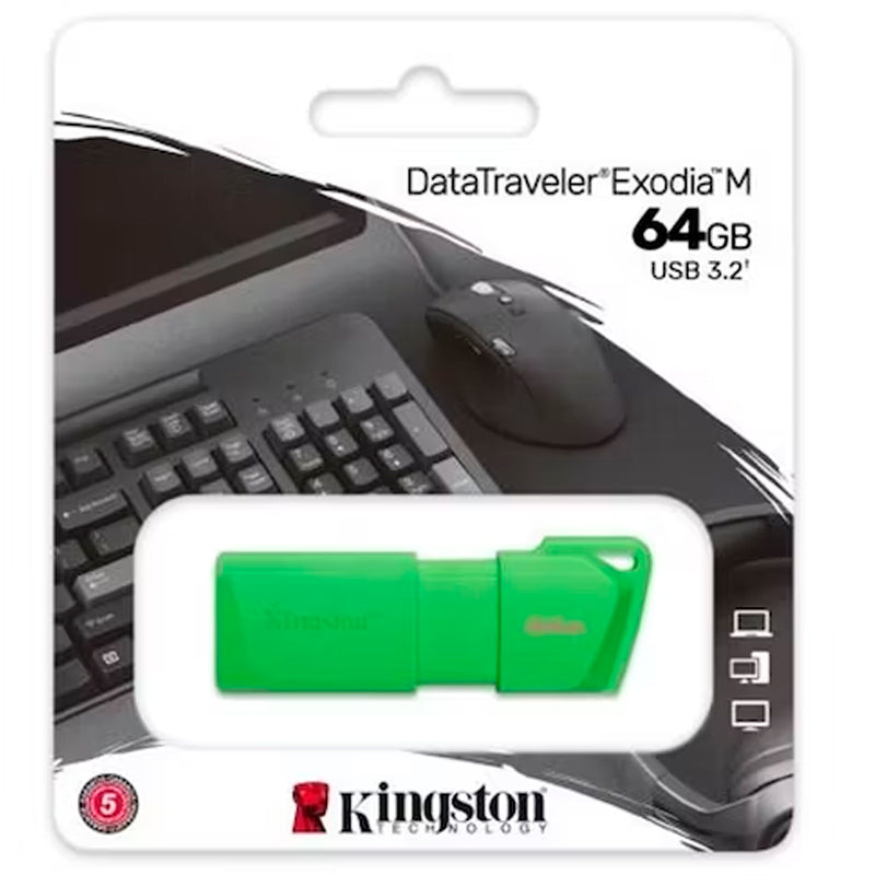KINGSTON UNIDAD FLASH KINGSTON DATATRAVELER EXODIA M - 64GB - USB 3.2 (GEN 1) - VERDE - 5AÑO(S) GARANTÍA