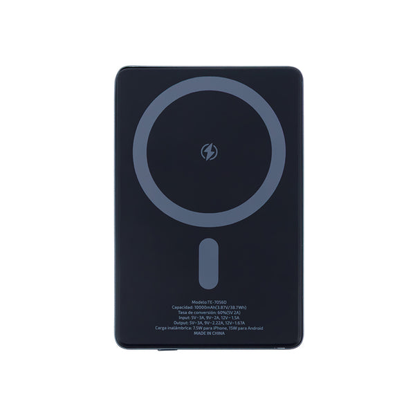 POWERBANK TEROS TE-7056D DE 10000 MAH, 3.85V / 38.5WH, COMPACTO Y PORTÁTIL, IDEAL PARA CARGAR CELULARES Y DISPOSITIVOS EN VIAJES, OFICINA O USO DIARIO