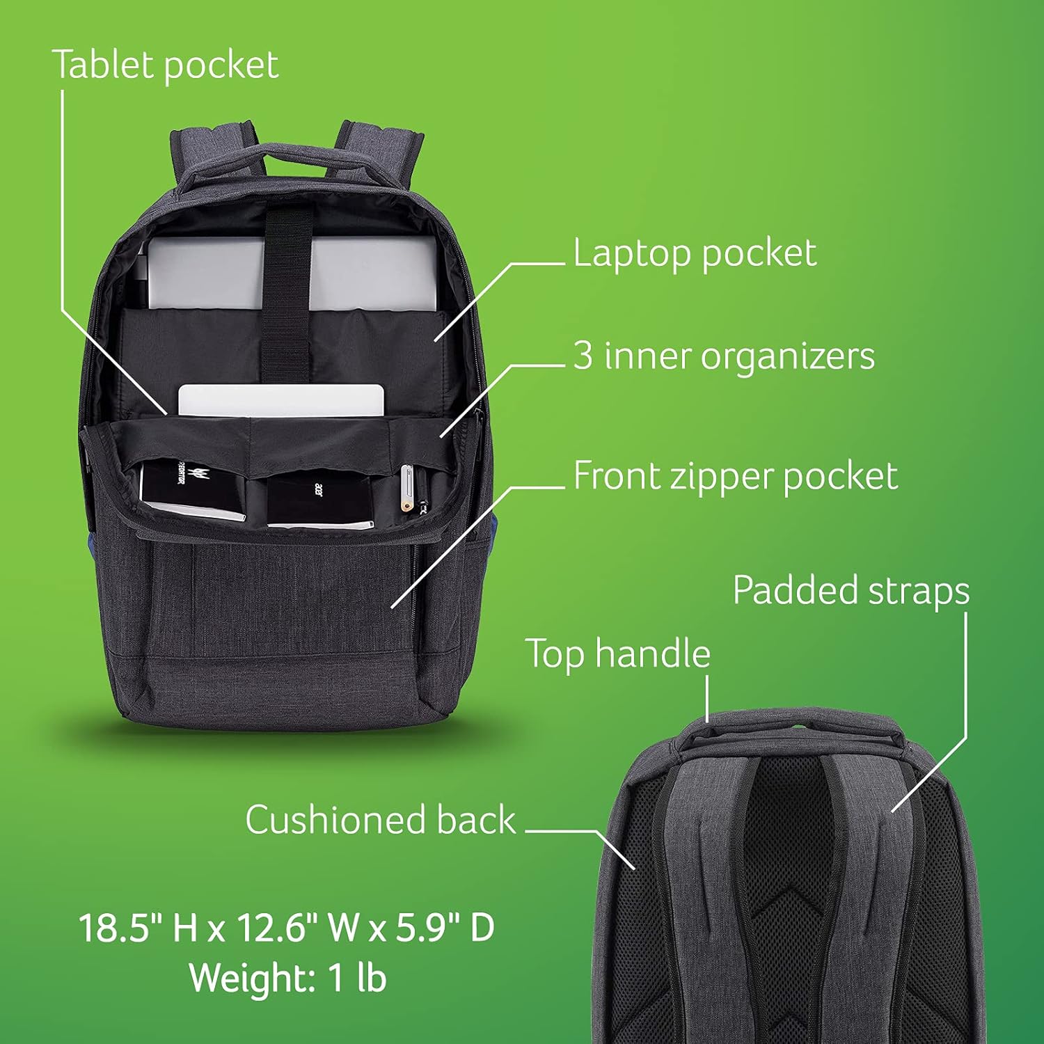 ACER MOCHILA DE VIAJE GRIS PARA LAPTOP DE 15.6 PULGADAS, LIGERA Y RESISTENTE, COMPARTIMENTOS MÚLTIPLES PARA OFICINA Y ESTUDIANTES NP.BAG1A.269 - SMART BUSINESS