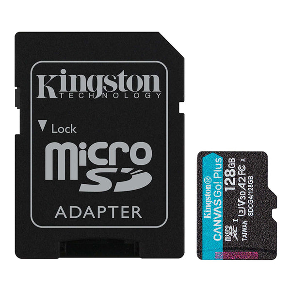 MEMORIAS EXTERNA KINGSTON MICROSDXC  CANVAS GO! PLUS - 128GB - CLASS 10/UHS-I (U3) - V30 - 200MB/S LEER - TODA LA VIDA ÚTIL GARANTÍA