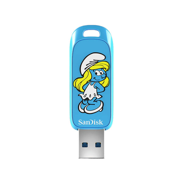 SANDISK SMURFS USB FLASH DRIVE 256 GB (SDCZIS‑256G‑G46) – EDICIÓN LIMITADA PITUFOS, USB 3.2 GEN 1, HASTA 130 MB/S, COMPACTO Y DIVERTIDO