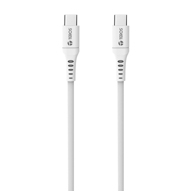 CABLE USB TEROS TE-70208W, TIPO C - TIPO C, 5A, 100W MAX, BLANCO