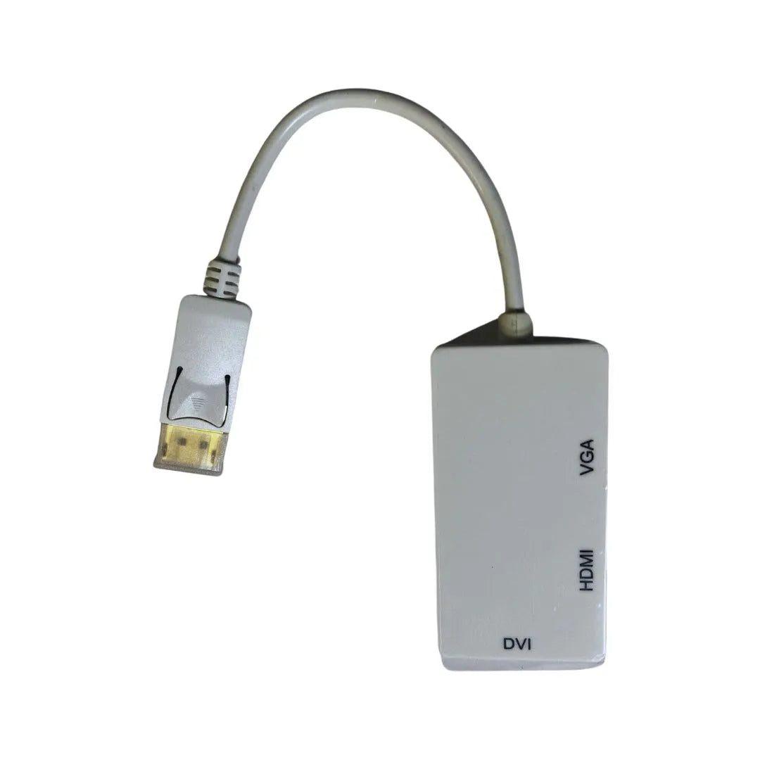 Adaptador DisplayPort a HDMI, VGA y DVI, 3 en 1 - Blanco - SMART BUSINESS