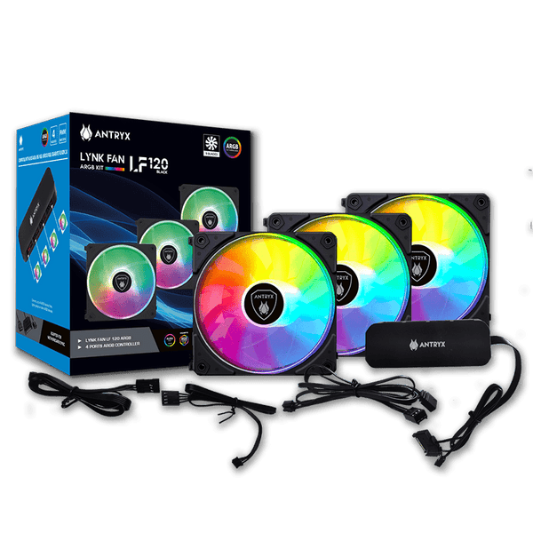 ANTRYX LYNK FAN LF120 ARGB NEGRO MODULAR 3 EN 1 COOLER PARA CASE 120MM + CONTROLADOR (PN:AAK-LF120KX3C) - SMART BUSINESS
