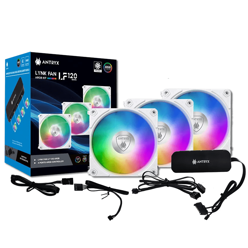 COOLER PARA CASE + MODULO DE CONTROL ANTRYX LINK FAN LF120 WHITE, 120 X3, MODULAR, C/CONTROL(AAK-LF120WX3C) - SMART BUSINESS