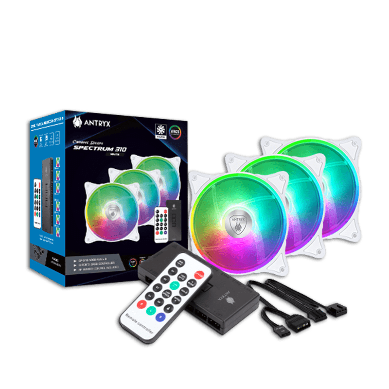 KIT ARGB ANTRYX SPECTRUM 310 BLANCO, 120MM X 3, C/ CONTROLADOR (P.N.: AAK-CSDF310W) - SMART BUSINESS