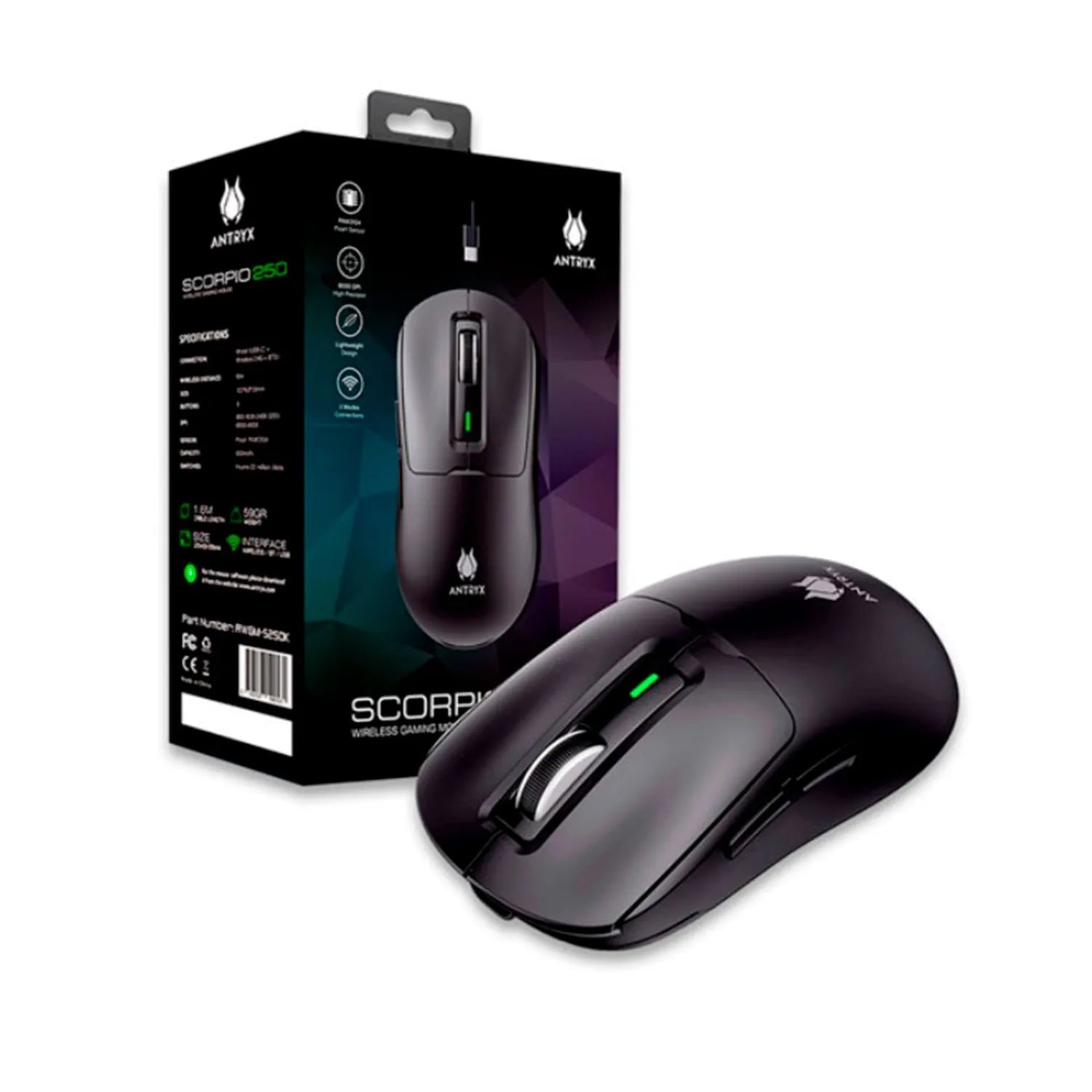 Mouse Gaming Wireless Antryx Scorpio 250, Dpi 8000,  2.4G, Bt (Awgm - S250K)  de Antryx | first_variant_option_1 — Envío inmediato
