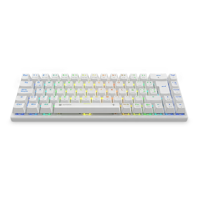 Teclado Gamer Inalambrico Antryx Mk-825 Trix White(amk-825txwbl-sp) Mecanico, Switch Blue, Led Rgb, Blanco - SMART BUSINESS