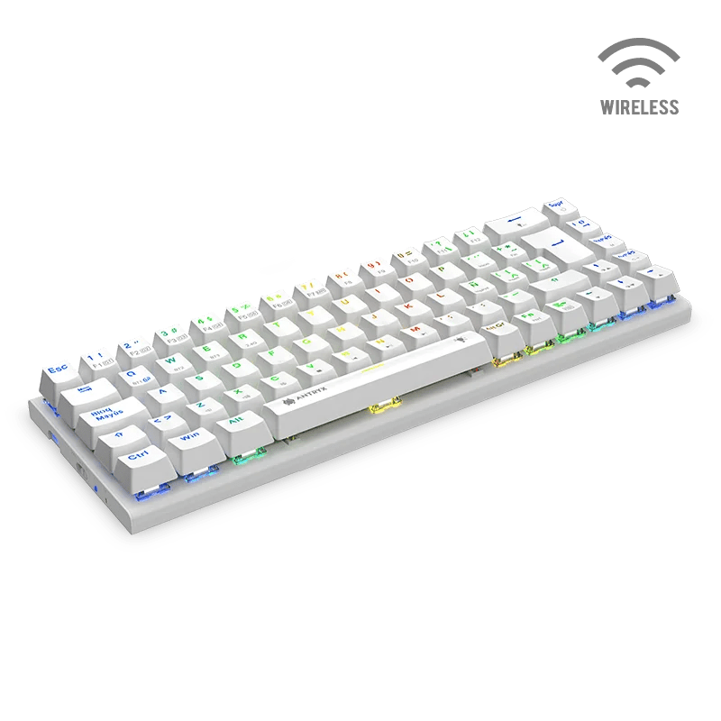 Teclado Gamer Inalambrico Antryx Mk-825 Trix White(amk-825txwbl-sp) Mecanico, Switch Blue, Led Rgb, Blanco - SMART BUSINESS