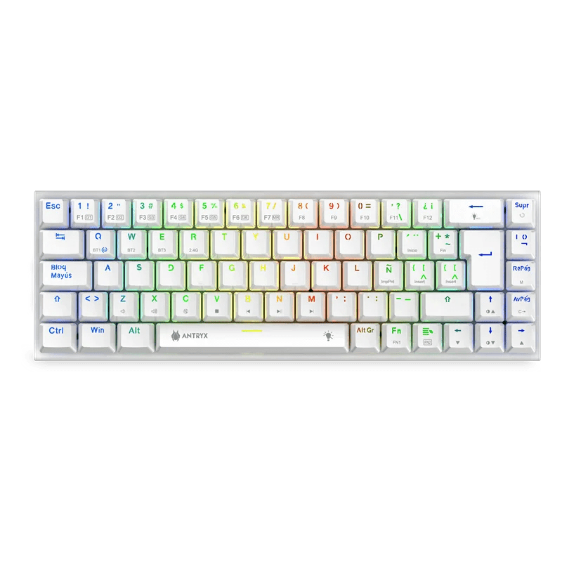 Teclado Gamer Inalambrico Antryx Mk-825 Trix White(amk-825txwbl-sp) Mecanico, Switch Blue, Led Rgb, Blanco - SMART BUSINESS