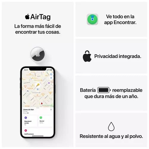 APPLE AIRTAG MX532AM/A, LOCALIZADOR INTELIGENTE PARA OBJETOS, COMPATIBLE CON IPHONE Y IPAD, DISEÑO COMPACTO Y RESISTENTE, IDEAL PARA LLAVES, MOCHILAS Y EQUIPAJE MX532AM/A - SMART BUSINESS