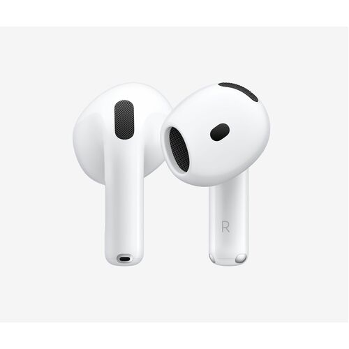 Auriculares Apple AirPods 4 MXP63AM/A y estuche abierto, vista frontal