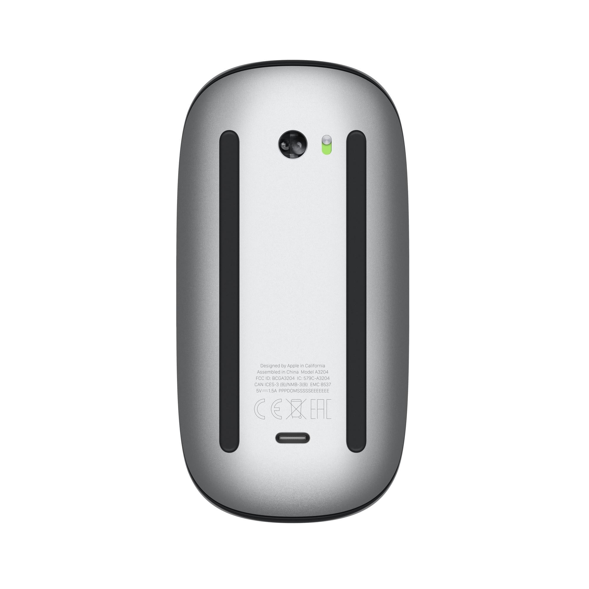 Mouse Apple Magic Mouse USB-C negro MXK63AM/A vista inferior con sensor y puerto USB-C