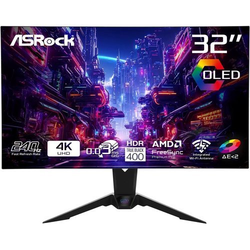 ASROCK MONITOR DE JUEGO OLED ASROCK PG032UFS 32" CLASS 4K UHD - 80CM (31.5") VIEWABLE - 3840 X 2160 - FREESYNC PREMIUM - 0.03MS - 240HZ REFRESH RATE - HDMI - DISPLAYPORT 90LXA0N0-A0U1A0C - SMART BUSINESS
