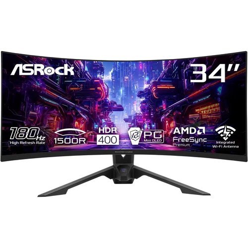 ASROCK PHANTOM GAMING 34″ CURVO (90LXA0J0 - A0U1A0V) – WQHD ULTRAWIDE, PANEL VA 1500R, 180 HZ, 1 MS MPRT, HDR400, FREESYNC, ALTAVOCES INTEGRADOS, RGB, WI - FI 90LXA0J0-A0U1A0V - SMART BUSINESS
