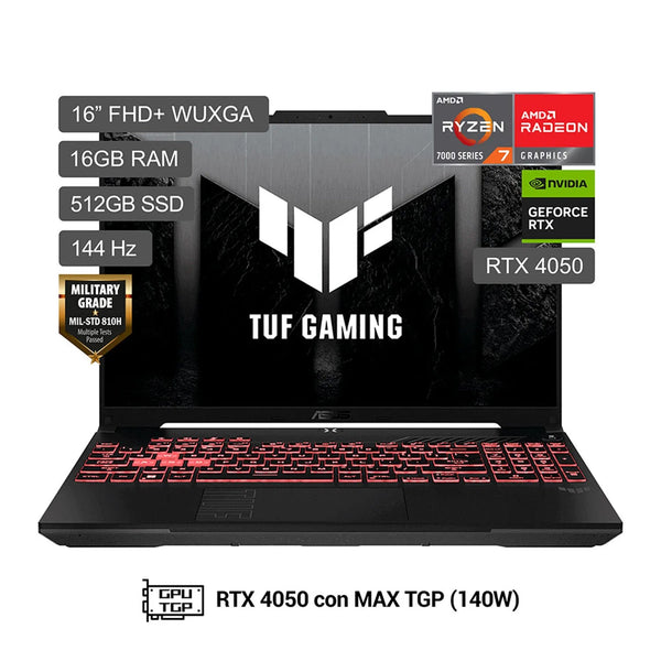 Asus Tuf Gaming A16 - Ryzen 7 7445Hs | Rtx 4050 6Gb | Ram 16Gb Ddr5 | 512Gb Ssd | Pantalla 16" Wuxga 144Hz G - Sync (90Nr0Mu3 - M00790) de asus | first_variant_option_1 — Envío inmediato
