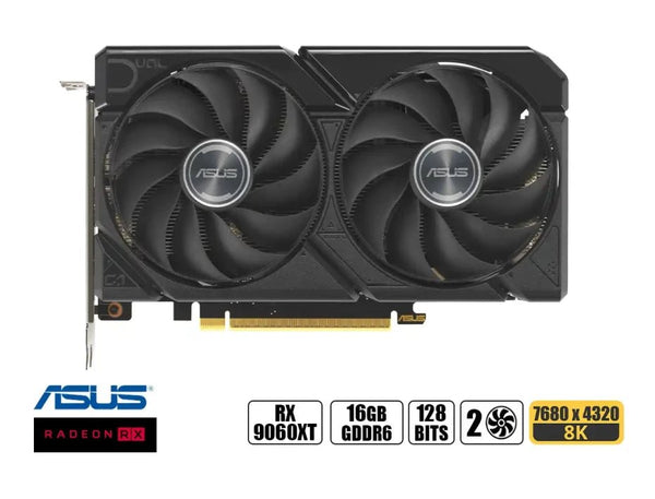 ASUS DUAL RADEON RX 9060 XT 16GB GDDR6 – 2048 STREAM PROCESSORS, HASTA 3250 MHZ BOOST, PCIE 5.0, HDMI 2.1B, DISPLAYPORT 2.1A, DISEÑO COMPACTO DE 2.5 RANURAS DUAL-RX9060XT-16G - SMART BUSINESS