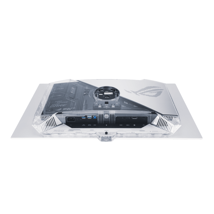 ASUS ROG Swift OLED PG27AQWP-W monitor gaming conexiones y puertos vista oficial