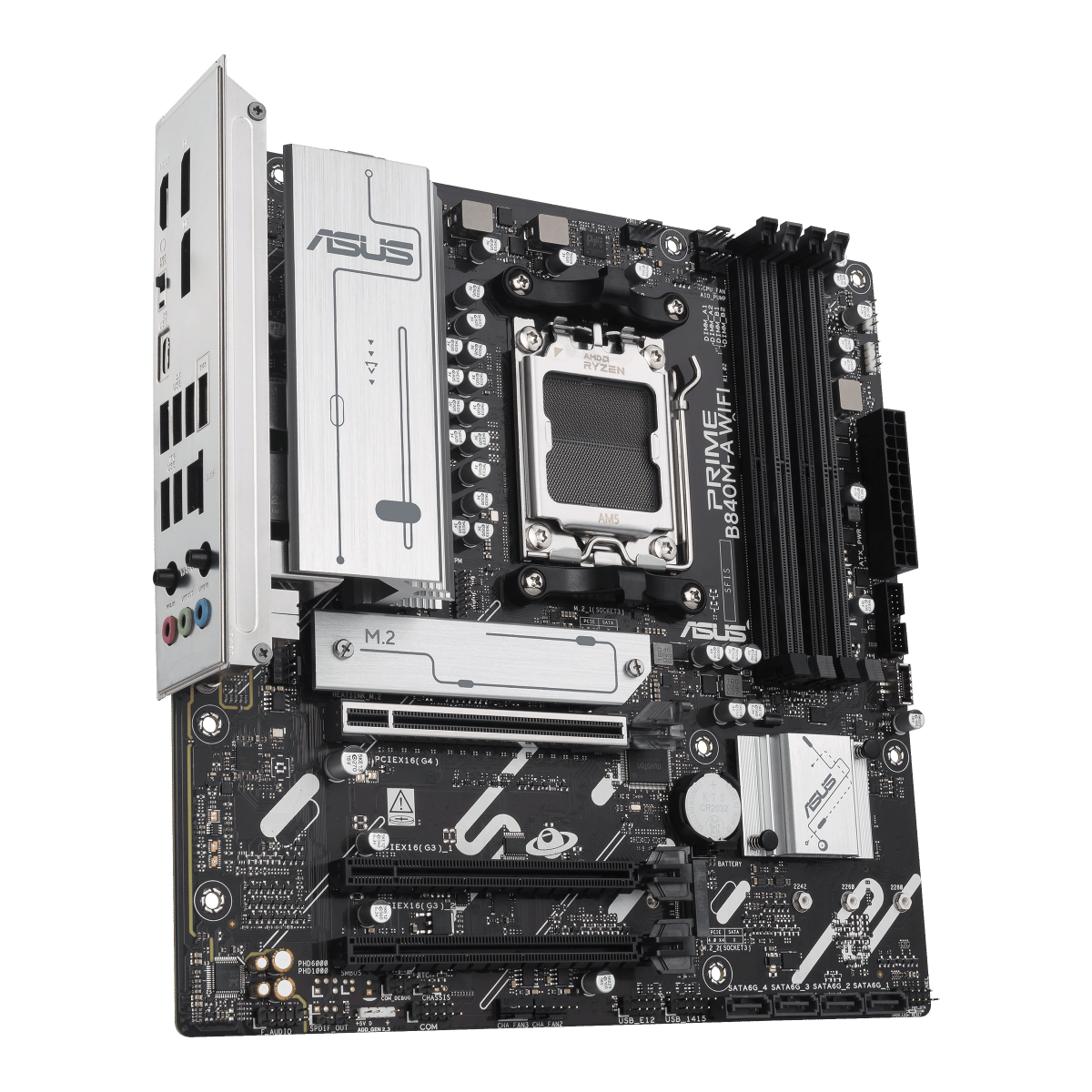 Placa Madre ASUS PRIME B840M-A WIFI vista angular oficial