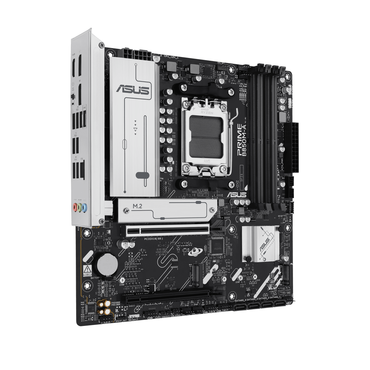 Placa Madre ASUS PRIME B850M-A vista posterior oficial