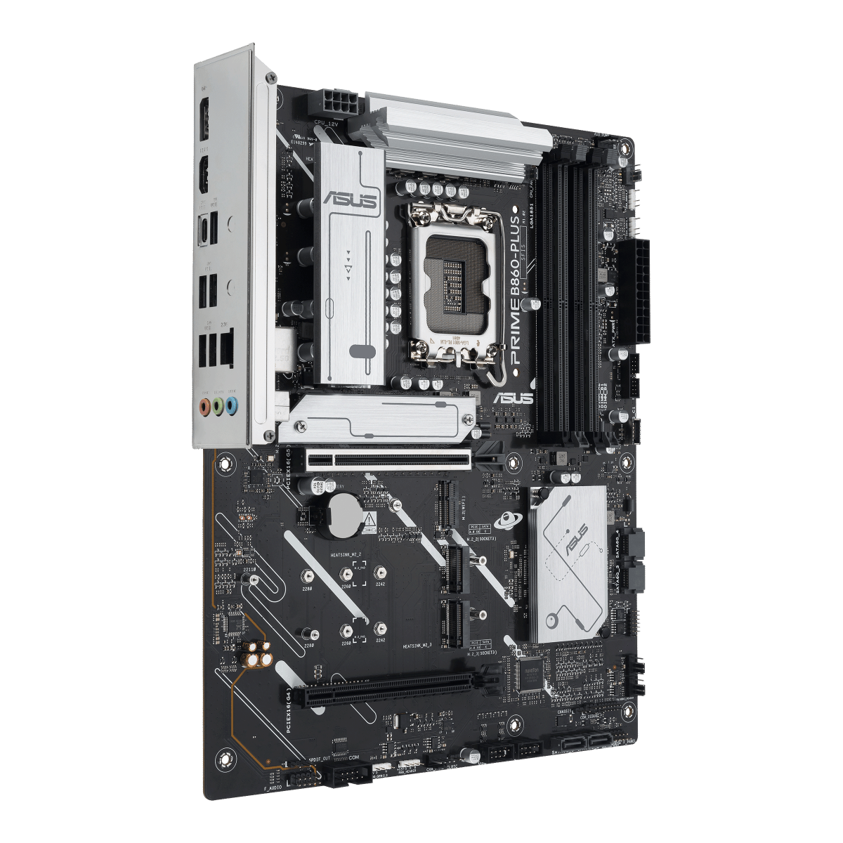 Placa Madre ASUS PRIME B860-PLUS vista posterior y conexiones oficial