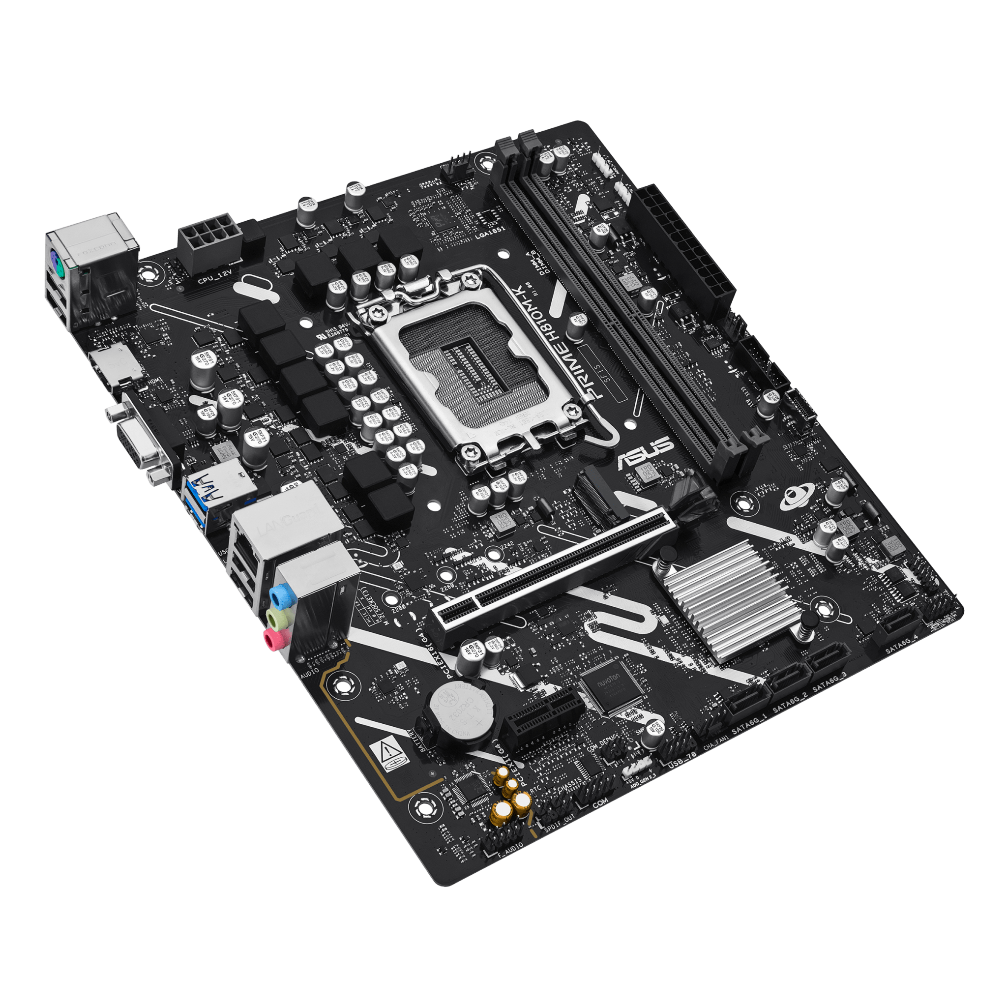 Placa madre ASUS PRIME H810M-K LGA1851 DDR5 vista angular