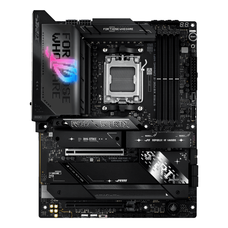 Placa Madre ASUS ROG Strix X870E-E Gaming WiFi - AMD X870E - AM5 - DDR5 - WiFi 7 - ATX vista frontal