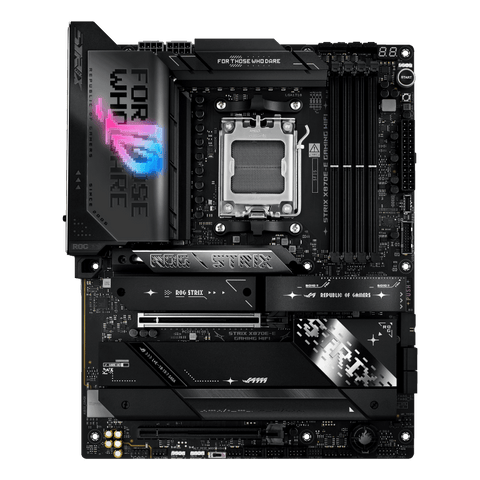 Placa Madre ASUS ROG Strix X870E-E Gaming WiFi - AMD X870E - AM5 - DDR5 - WiFi 7 - ATX vista frontal