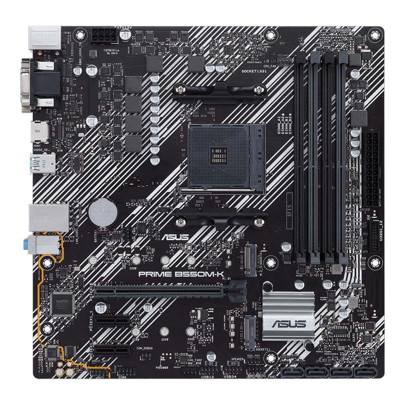 ASUS PRIME B550M-K motherboard AMD B550 AM4 - vista posterior