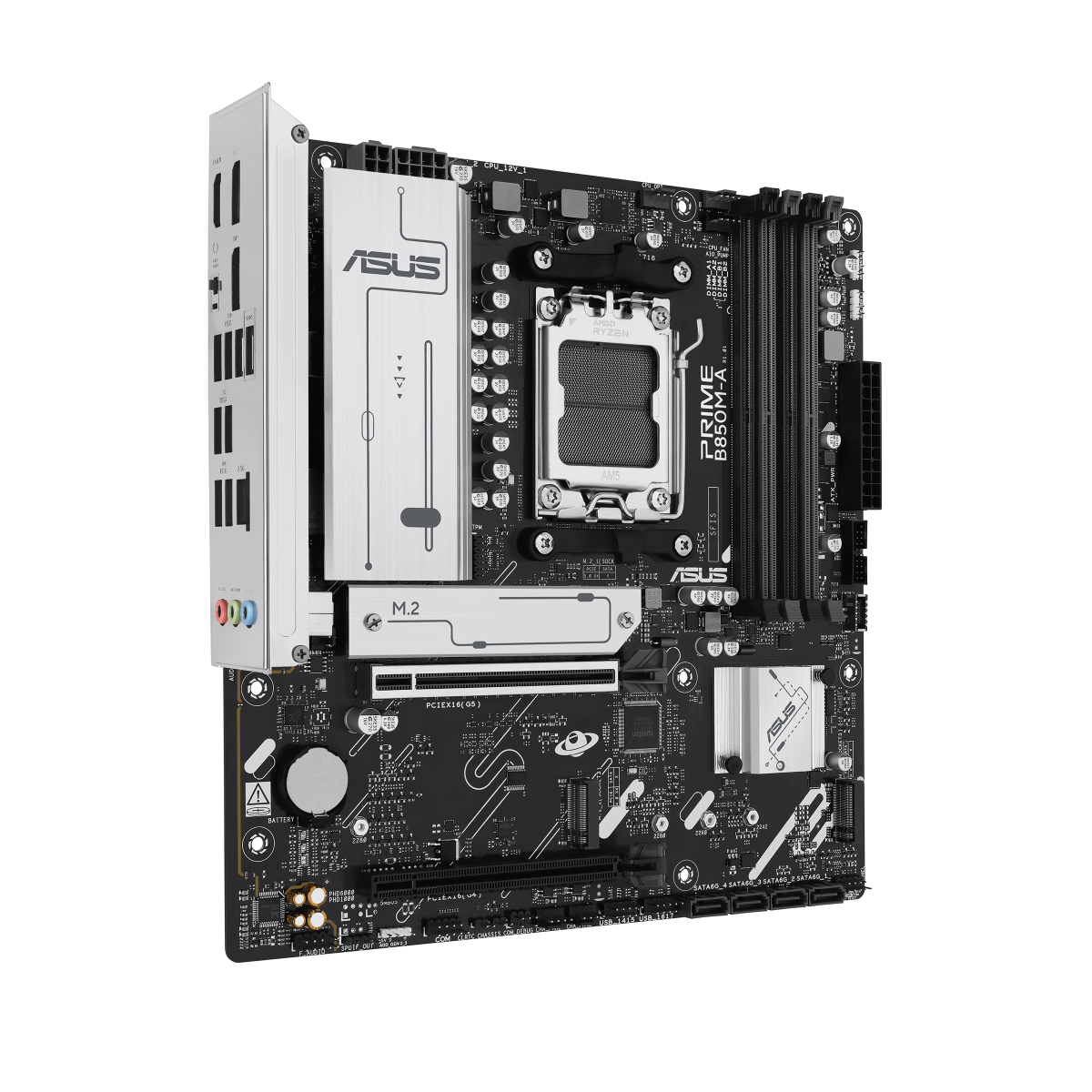 Placa Madre ASUS PRIME B850M-A vista posterior oficial