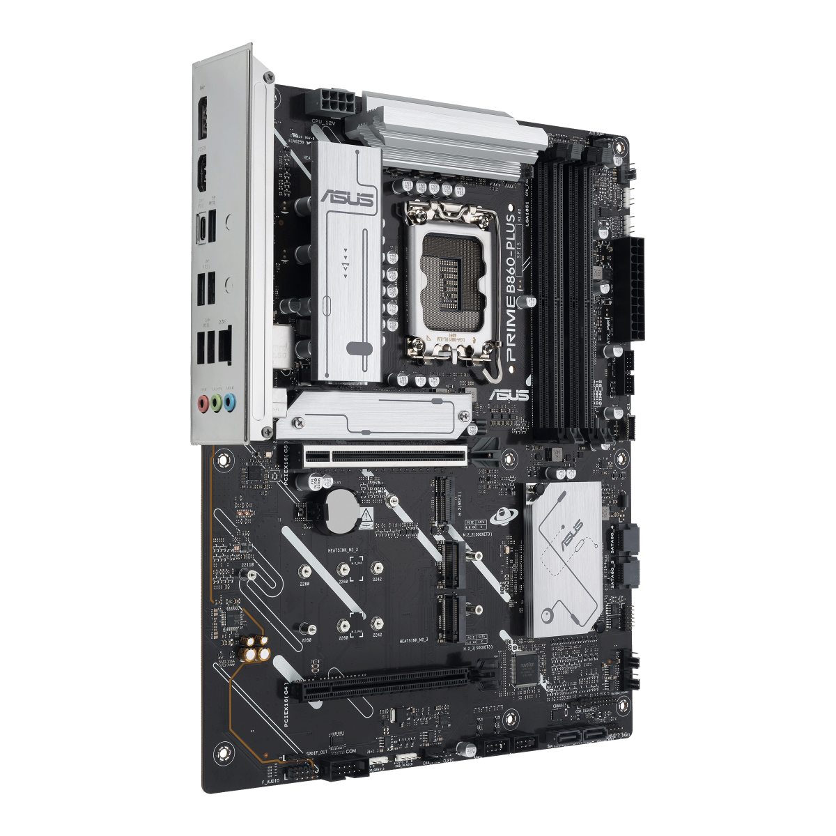 Placa Madre ASUS PRIME B860-PLUS vista posterior y conexiones oficial