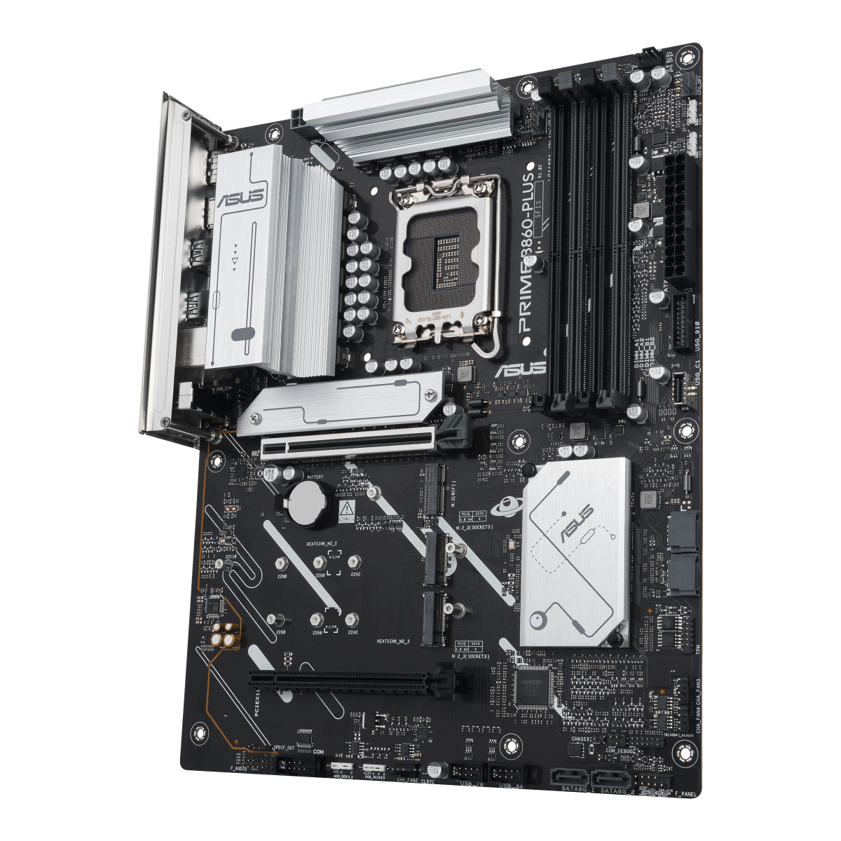 Placa Madre ASUS PRIME B860-PLUS vista angular oficial