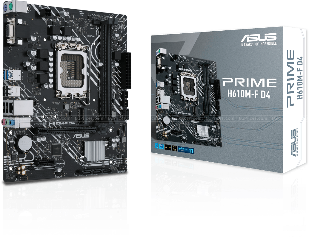 PLACA MADRE ASUS PRIME H610M-F D4 MICRO-ATX | INTEL H610 LGA1700 | DDR4 | PCIE 4.0 | M.2 | USB 3.2 GEN1 | ETHERNET 1GB | SATA 6GBPS